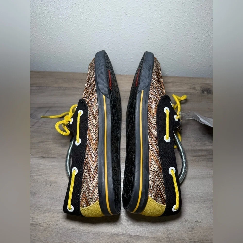 Men's Loafers/Boat Shoes,Zig Zag Design,Brown Yellow & Black,Size US 9,NWT